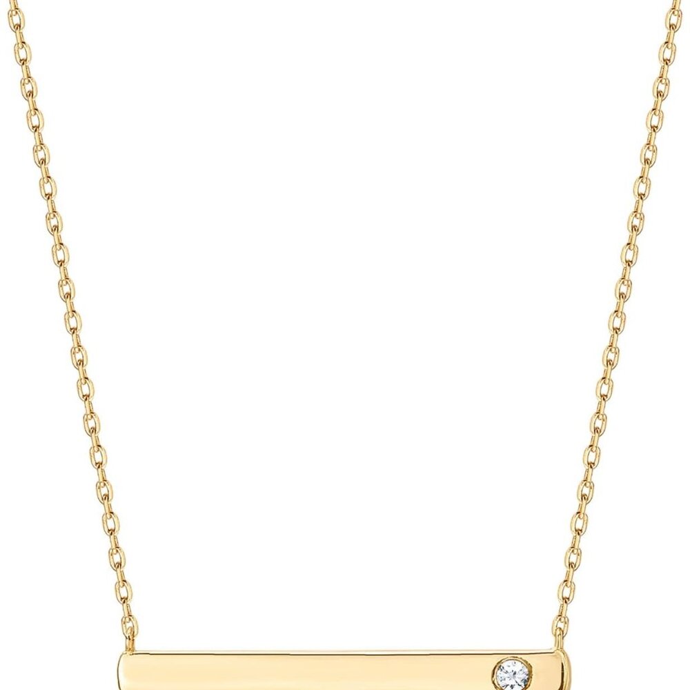 14K Gold Plated Crystal Birthstone Bar Necklace | Dainty Necklace | Gold Necklac - Picture 1 of 5